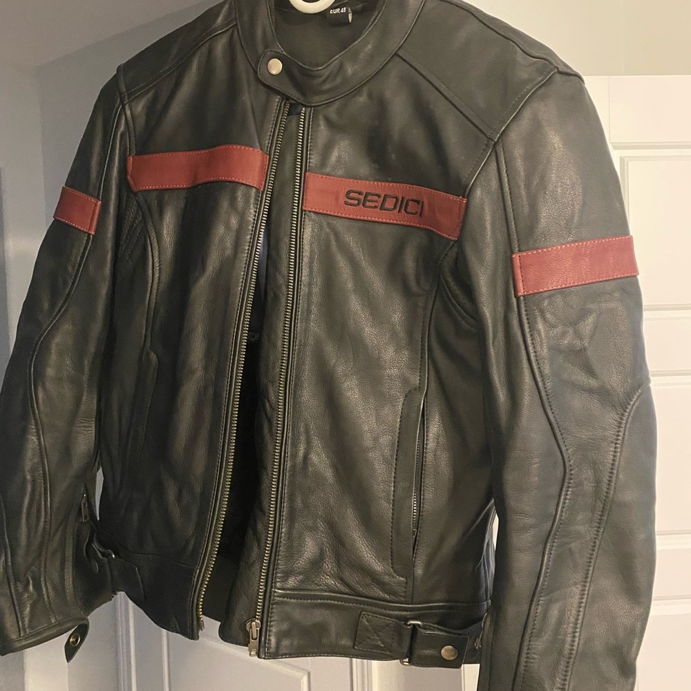 Sedici Black and Red Men's Leather Riding Jacket